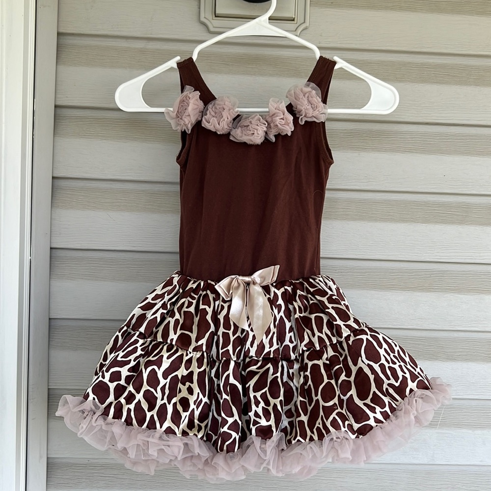Popatu puffy animal printed princessy dress size L in toddler fits 4-6 year old